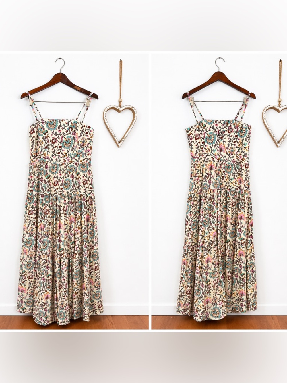 Raga Boho Floral Maxi Dress Cottagecoe Vintage-Inspo Tiered Sundress Cream XS - Picture 2 of 11